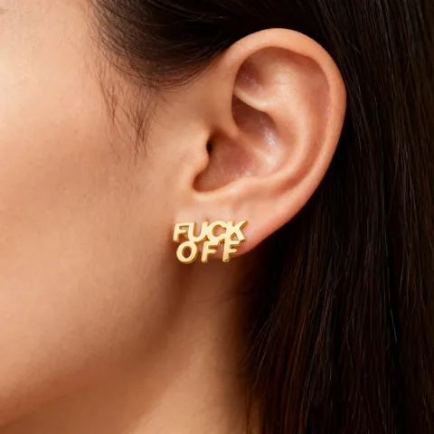 Boucles d'Oreilles Clous Hip Hop en Acier Inoxydable Lettres FUCK OFF pour Femmes Hommes Punk Design de Niche Plaqué Or Argent Bijoux Fantaisie