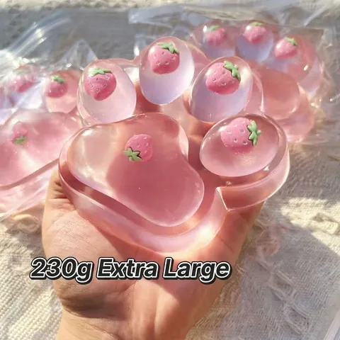 Juguete Squishy de Pata de Gato Fresa Gigante Suave TPR Juguete para Aliviar el Estrés para Niños Adultos Regalo Creativo Rosa Brillo Pata de Gato