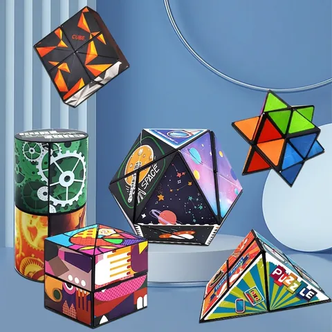 Cubo Mágico Geométrico Infinito 3D Juguete Alivio del Estrés Rompecabezas Magnético de Plástico Niños Adultos Espacio Mecánico Juguete Educativo