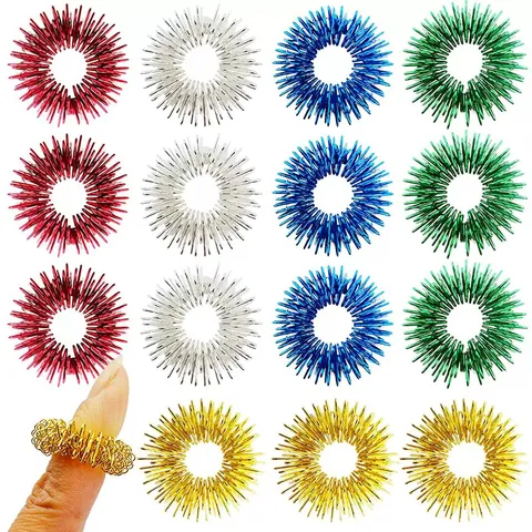 Mini Masajeador de Dedos de Resorte Anillo de Alivio del Estrés Anillo Sensorial de Metal para Acupresión Circulación de Dedos Juguete