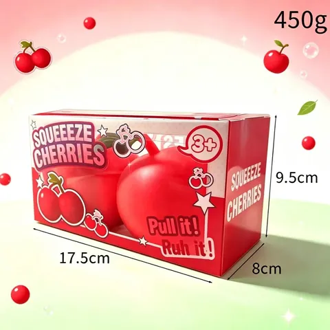 Jumbo Cherry Squishy Toy Simulation Fruit Slow Rebound Stress Relief Toy Soft Cloth Texture Gift Box For Office Home Decoration
