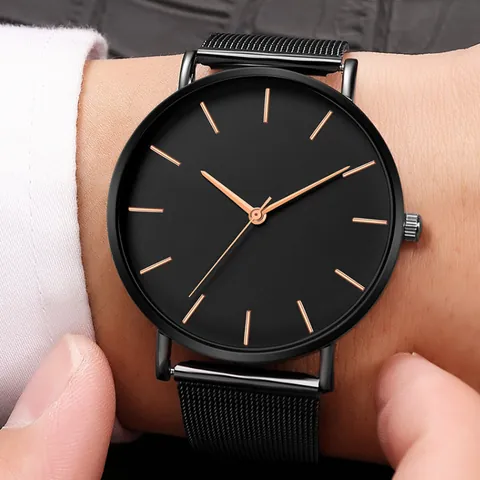 Minimalist Stainless Steel Mesh Strap Quartz Watch For Men Women Business Fashion Luxury Couple Analog Wristwatch Casual Jewelry Clock