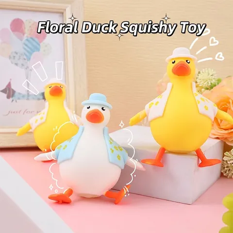 Schattige Cartoon Eend Squishy Langzame Terugslag Stressverlichting Speelgoed Met Hoed Kleding Voor Kinderen Volwassenen Kantoor Huis Decoratief Cadeau