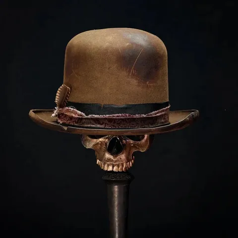 Vintage Distressed Wool Felt Bowler Hat Steampunk Distressed Wide Brim Fedora Hat With Feather Decoration For Men Women
