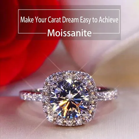Classic Square Halo Micro Pave Rhinestone Ring For Women Silver Plated Copper Wedding Engagement Birthday Jewelry Gift
