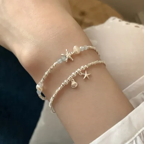 Fashion Copper Starfish Bracelet For Women Artificial Pearl Sea Shell Pendant Jewelry Elegant Beach Style Wrist Accessory