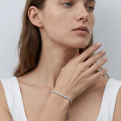 Pulsera de Tenis de Plata de Ley 925 de Lujo Para Mujer Pulsera de Cadena Ajustable de Moissanita Brillante Joyería Fina de Alta Calidad Regalo
