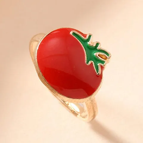 Kinder Cartoon Zinklegierung Obst Gemüse Emaille Verstellbar Offener Ring Für Mädchen Niedlich Schmuck Geschenk Mode Accessoires