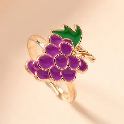 Kinder Cartoon Zinklegierung Obst Gemüse Emaille Verstellbar Offener Ring Für Mädchen Niedlich Schmuck Geschenk Mode Accessoires