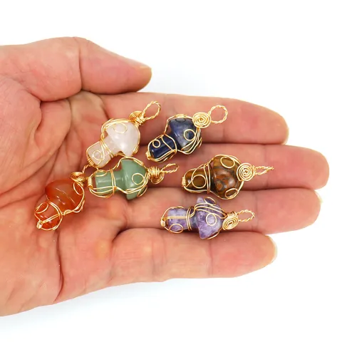 Handgefertigte Pilz Anhänger Halskette Naturstein Kristall Draht Umwickelt Pilz Charme Halskette Für Damen Boho Schmuck