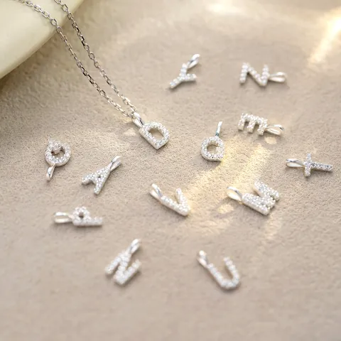 Collar con Colgante de Letra Inicial A-Z de Plata de Ley 925 para Mujer Circonia Chapado en Oro Plata Joyería Personalizada Regalo