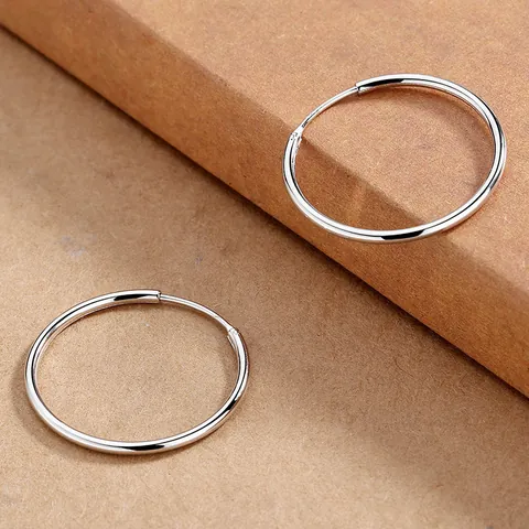 Minimalist Copper Round Hoop Earrings For Women Silver Electroplated Polished Fashion Jewelry Geometric Large Earrings Gift