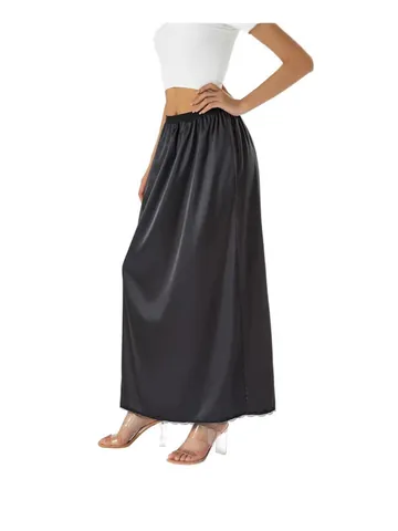 Sottogonna Midi in Raso da Donna Patchwork Pizzo Antistatica Petticoat Gonna Tinta Unita Stile Europeo Dolce Top
