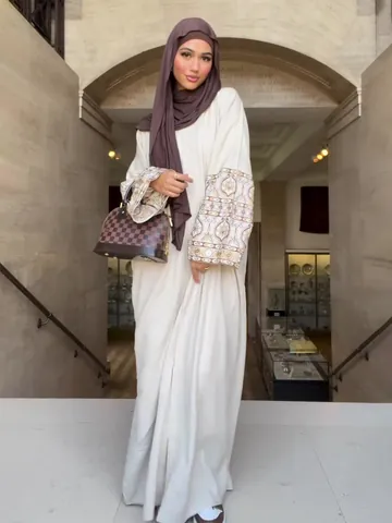 Women Bohemian Floral Print Lantern Sleeve Maxi Dress Retro Loose Abaya Dress Polyester Elegant Long Dress For Vacation