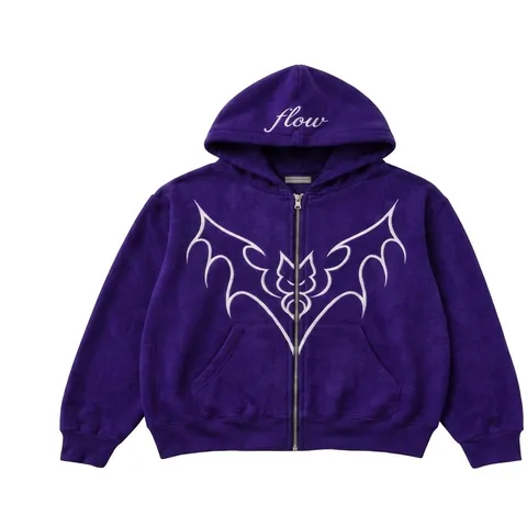 Women Gothic Bat Graphic Printed Zip Up Hoodie Y2K Oversized Polyester Hooded Jacket Casual Long Sleeve Sweatshirt Outwear