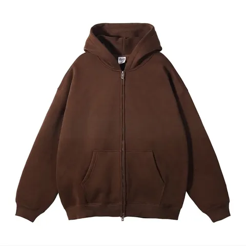 Unisex Oversized Zip Up Hoodie Effen Katoenmix Sweatshirt Ruime Pasvorm Casual Jas Met Capuchon Voor Herfst Winter
