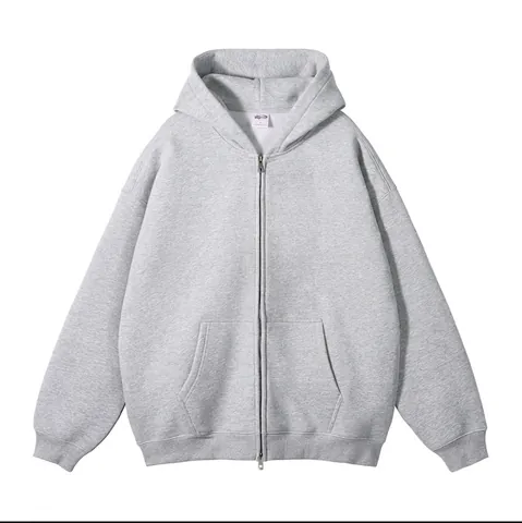 Unisex Oversized Zip Up Hoodie Effen Katoenmix Sweatshirt Ruime Pasvorm Casual Jas Met Capuchon Voor Herfst Winter