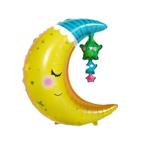 Cartoon Moon Sun Rainbow Aluminum Foil Balloon For Kids Birthday Party Scene Decoration Cute Smile Face Foil Balloon
