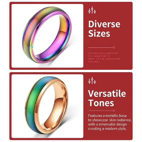 Thermochrome Roestvrijstalen Ring Temperatuurgevoelige Kleurverandering Mood Ring Voor Mannen Vrouwen Koppel Minimalistische Sieraden