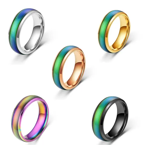 Thermochromer Edelstahlring Temperaturempfindlicher Farbwechsel-Stimmungsring Für Herren Damen Paar Minimalistischer Schmuck