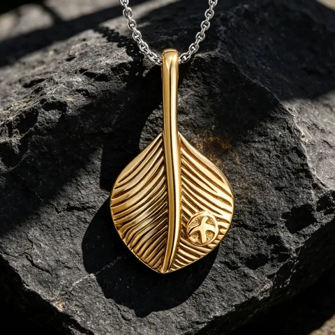 Vintage Titanium Staal Veer Vogel Hanger Ketting Retro Punk Mode Goud Zilver Tweekleurige Ketting Voor Heren Dames Dagelijkse Sieraden