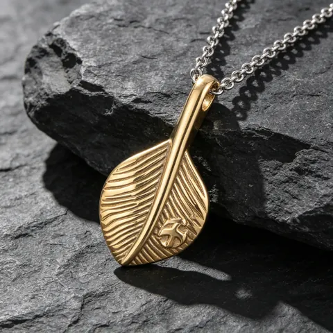 Vintage Titanium Staal Veer Vogel Hanger Ketting Retro Punk Mode Goud Zilver Tweekleurige Ketting Voor Heren Dames Dagelijkse Sieraden