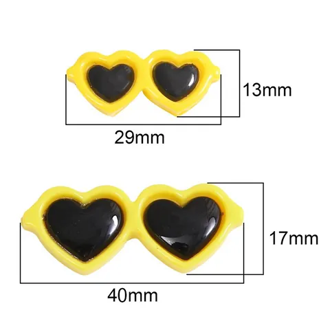 Mini Acrylic Heart Round Sunglasses Charms For DIY Jewelry Making Crafts Phone Case Decor Cute Cartoon Resin Glasses Accessories