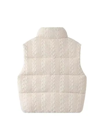 Women Cable Knit Puffer Vest Stand Collar Sleeveless Jacket Zip Up Winter Padded Outerwear Top Streetwear Casual Gilet