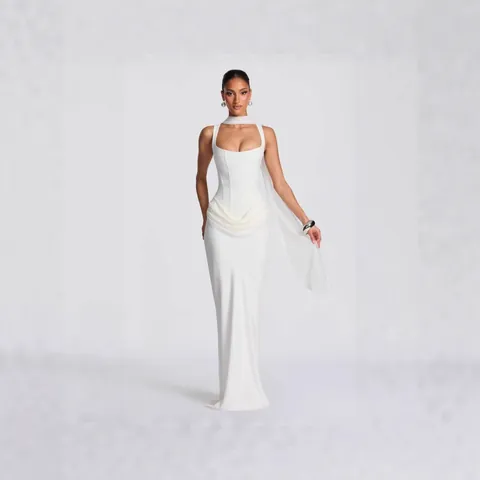 Women Sexy Corset Bone Bodycon Maxi Dress Ruched Sleeveless Spaghetti Strap Backless Party Evening Long Dress For Women