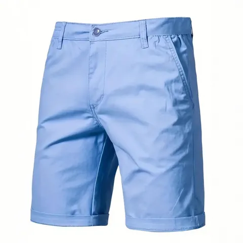 Men Cotton Outdoor Casual Shorts Slim Fit Straight Leg Solid Color Camping Summer Fashion Bottoms