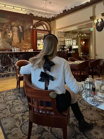 Women Sexy Sequin Cropped Jacket European American Style Bow Tie Long Sleeve Round Neck Sparkling Nightclub Party Top