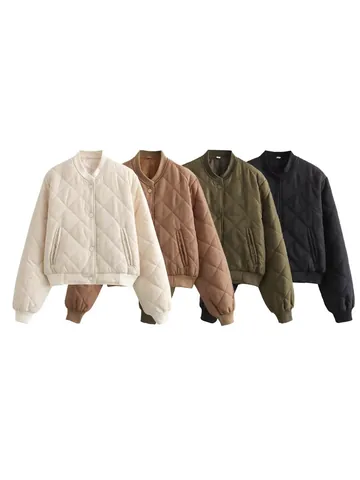 Γυναικείο Μόδα Καπιτονέ Μπουφάν Casual Κοντό Bomber Flight Jacket Όρθιος Γιακάς Πολυεστέρας Βαμβάκι Επενδυμένο Τοπ Παλτό