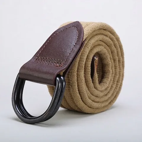 Heavy Duty Canvas Belt For Men Women Cotton Webbing Tactical Waist Belt With Alloy Double D-Ring Buckle Retro Workwear Style