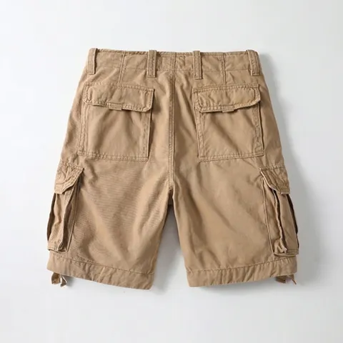 Men American Retro Cotton Cargo Shorts Relaxed Fit Multi Pockets Camouflage Knee Length Casual Outdoor Sports Bottoms