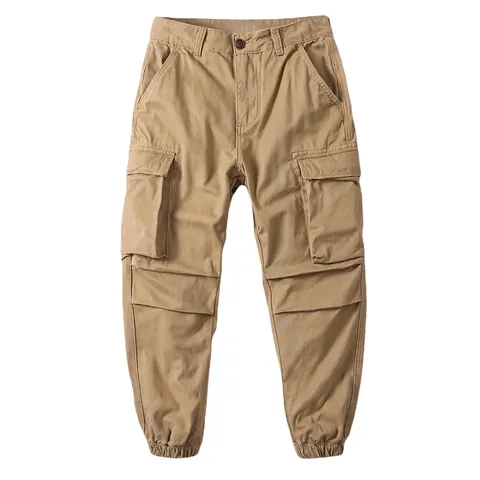 Men Retro Camouflage Cotton Cargo Pants Loose Joggers Multi-Pocket Casual Outdoor Long Trousers Tapered Fit Cotton Pants