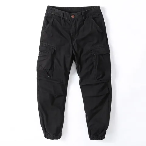 Men Retro Camouflage Cotton Cargo Pants Loose Joggers Multi-Pocket Casual Outdoor Long Trousers Tapered Fit Cotton Pants