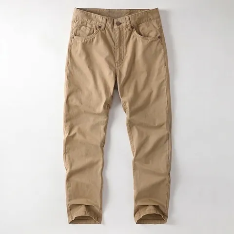 Men's Retro Washed Cotton Cargo Pants Bottom Straight Leg Loose Fit Casual Outdoor Workwear Trousers Solid Color Pants