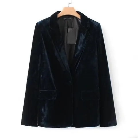 Blazer in Velluto da Donna Monopetto Revers a Punta Vestibilità Slim Ufficio Casual Giacca da Completo Tinta Unita Autunno Inverno