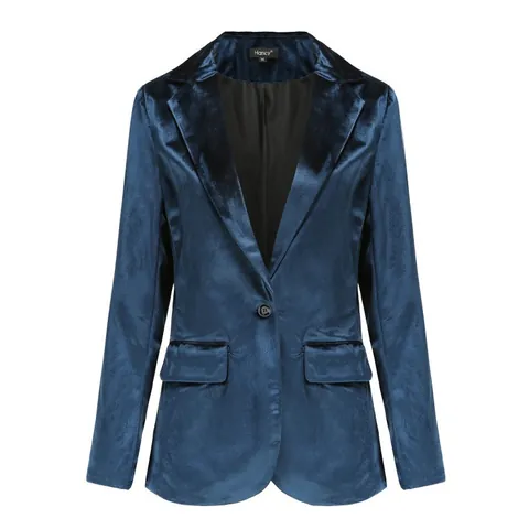Blazer Elegante in Velluto da Donna Tinta Unita Minimalista a Bottone Singolo con Revers Giacca Slim Fit Autunno Inverno
