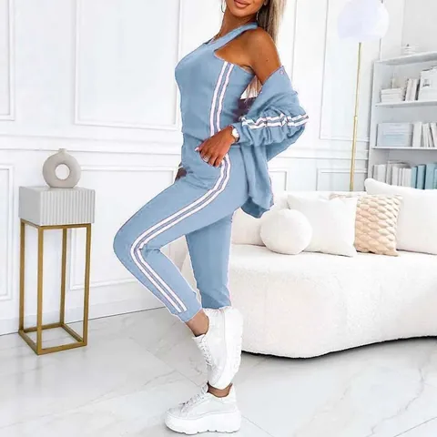 Women 3 Piece Set Polyester Slim Vest Button Jacket and Pants Sporty Outfits Solid Color Fashion Streetwear Casual Tracksuit