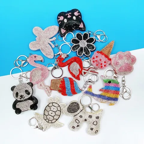 Portachiavi con Animali in Strass di Lusso per Donna Ciondolo per Borsa in Cristallo di Vetro con Nappina Campanello Accessori