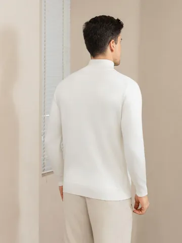 Men's Business Casual Half Zip Mock Neck Knit Sweater Slim Fit Retro Polo Pullover Long Sleeve Viscose Blend Base Layer Top