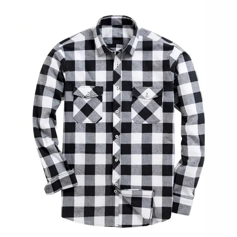 Men's Casual Long Sleeve Plaid Flannel Shirt Button Down Turn Down Collar Regular Fit Classic Buffalo Check Shirt