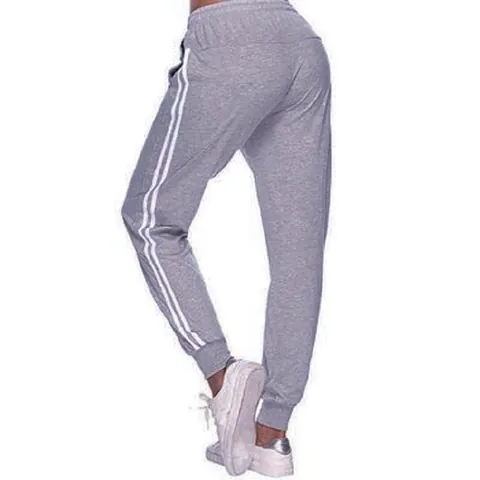 Women's High Waist Tapered Side Stripe Sweatpants Cotton Knit Casual Sporty Jogger Bottoms For Spring Autumn