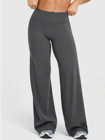 Women's High Waisted Wide Leg Yoga Pants Sporty Straight Leg Workout Trousers Casual Loose Fitness Bottoms Sweatpants