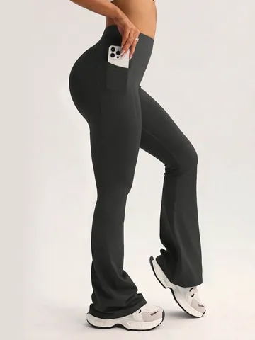 Women High Waisted Flare Yoga Pants Tummy Control Peach Butt Lift Bootcut Gym Leggings Workout Trousers No Embarrassment Line