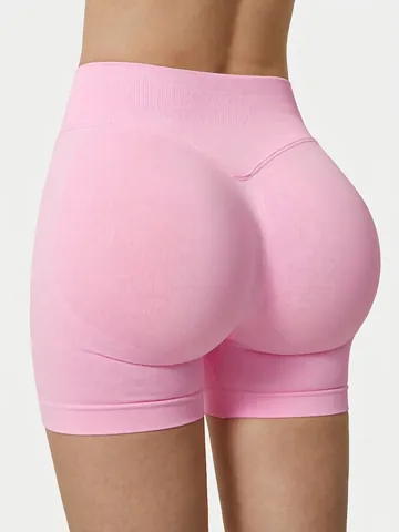 Naadloze Hoge Taille Bil-Liftend Sportshorts Vrouwen Hardlopen Fitness Yoga Shorts Ademend Nylon Geribbelde Gym Training