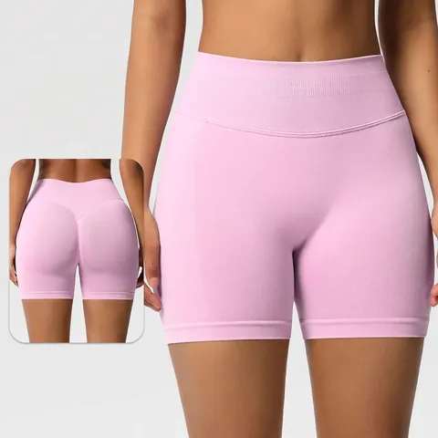 Women Seamless High Waist Yoga Shorts Nylon Spandex Peach Lift Fitness Running Shorts Moisture Wicking Athletic Bottoms