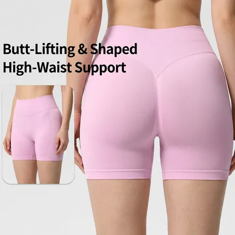 Women Seamless High Waist Yoga Shorts Nylon Spandex Peach Lift Fitness Running Shorts Moisture Wicking Athletic Bottoms