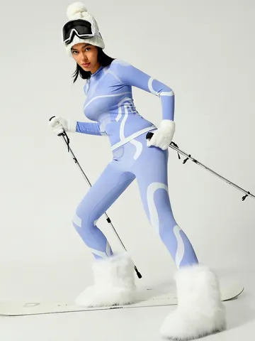 Women's Thermal Ski Underwear Set Quick-Dry Long Sleeve Top And Bottom Winter Base Layer Sports Yoga Fitness Compression Suit